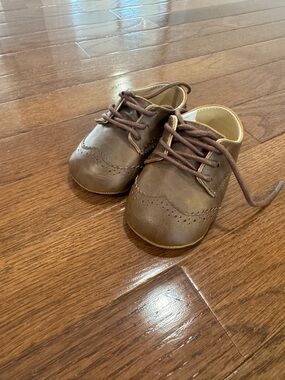 Janie and Jack Brown Baby Lace-Up Shoes